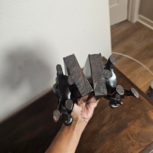 Vintage Hand Carved Wooden Elephant Bookends - Picture 5 of 6